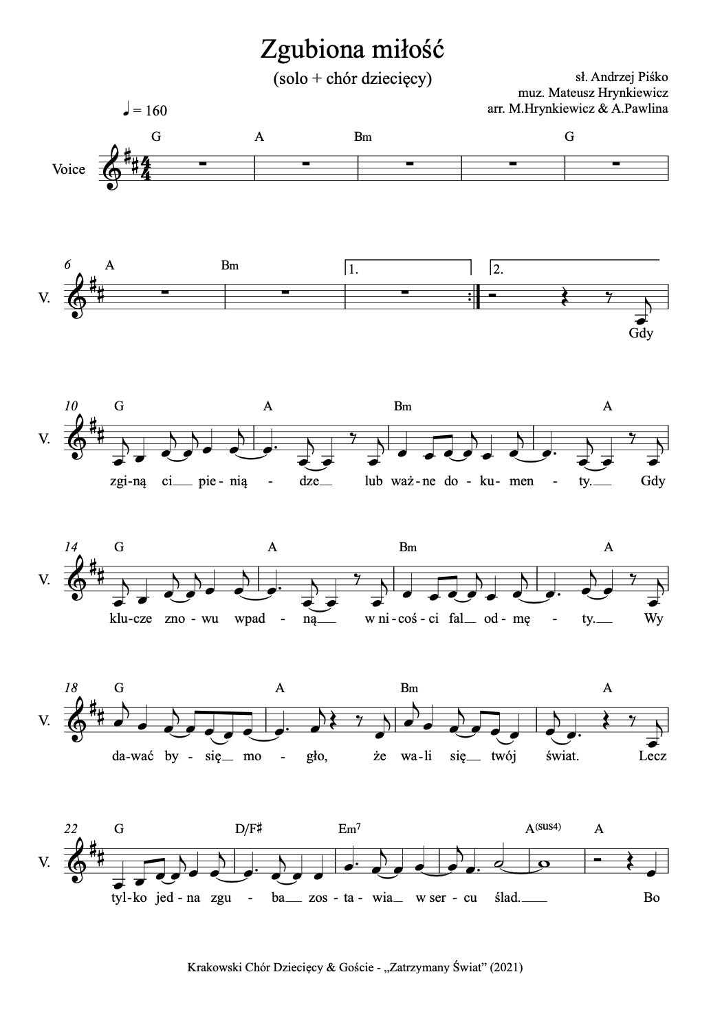 Zgubiona miłość NUTY PDF